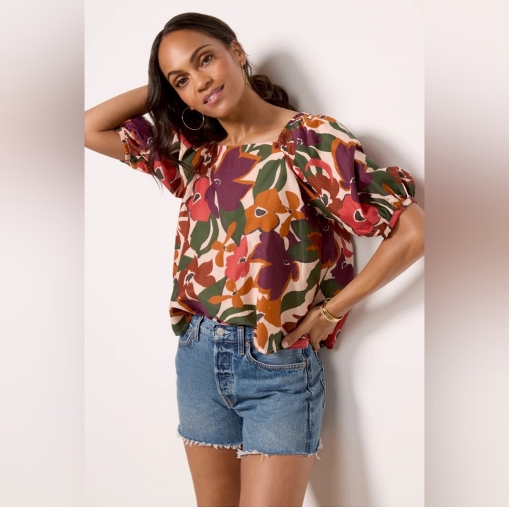 VELVET BY GRAHAM & SPENCER Jasmine Silk-blend Top In Multi NWT EVEREVE